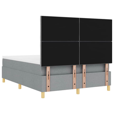 vidaXL Box Spring Bed with Headboard Light grey 140 x 200 cm Fabric
