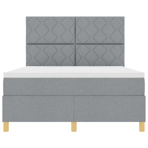 vidaXL Box Spring Bed with Headboard Light grey 140 x 200 cm Fabric
