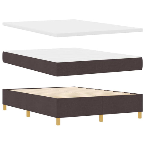vidaXL Box Spring Bed with Headboard Dark brown 140 x 200 cm Fabric
