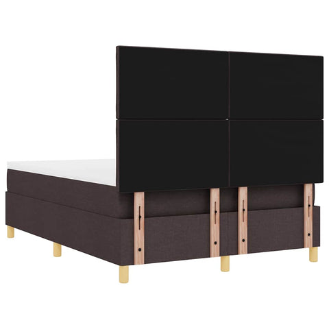 vidaXL Box Spring Bed with Headboard Dark brown 140 x 200 cm Fabric