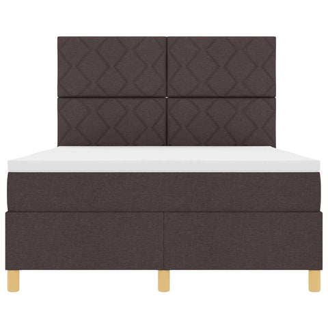 vidaXL Box Spring Bed with Headboard Dark brown 140 x 200 cm Fabric