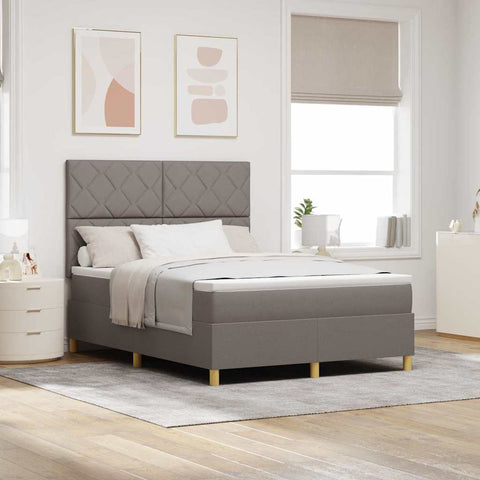 vidaXL Box Spring Bed with Headboard Taupe 140 x 200 cm Fabric