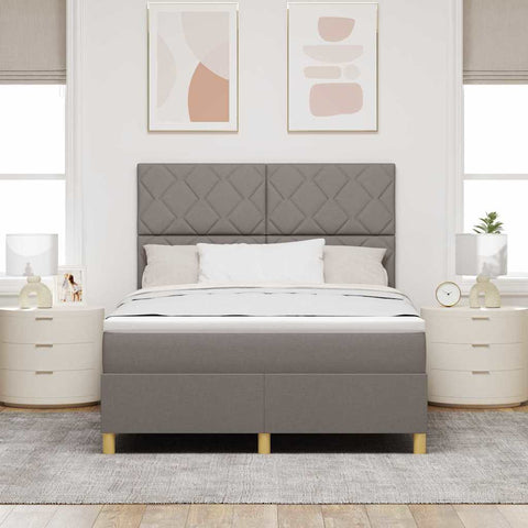 vidaXL Box Spring Bed with Headboard Taupe 140 x 200 cm Fabric