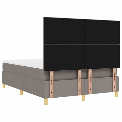 vidaXL Box Spring Bed with Headboard Taupe 140 x 200 cm Fabric
