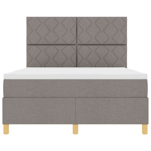 vidaXL Box Spring Bed with Headboard Taupe 140 x 200 cm Fabric