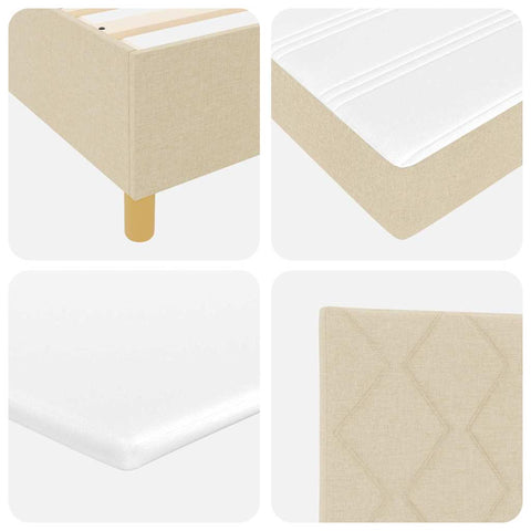 vidaXL Box Spring Bed with Headboard Cream 160 x 200 cm Fabric