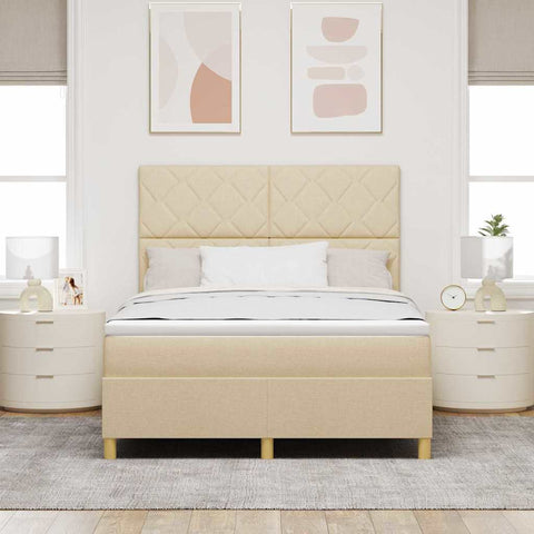 vidaXL Box Spring Bed with Headboard Cream 160 x 200 cm Fabric