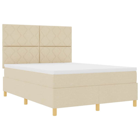 vidaXL Box Spring Bed with Headboard Cream 160 x 200 cm Fabric