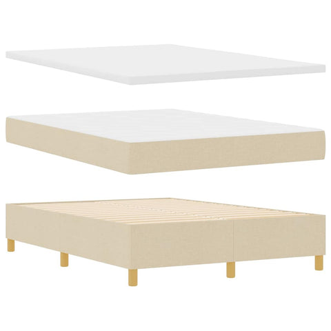 vidaXL Box Spring Bed with Headboard Cream 160 x 200 cm Fabric