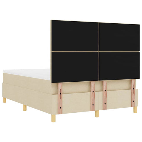 vidaXL Box Spring Bed with Headboard Cream 160 x 200 cm Fabric