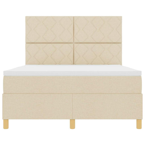 vidaXL Box Spring Bed with Headboard Cream 160 x 200 cm Fabric