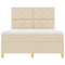 vidaXL Box Spring Bed with Headboard Cream 160 x 200 cm Fabric