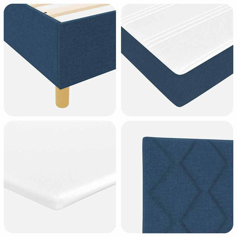 vidaXL Box Spring Bed with Headboard Blue 160 x 200 cm Fabric