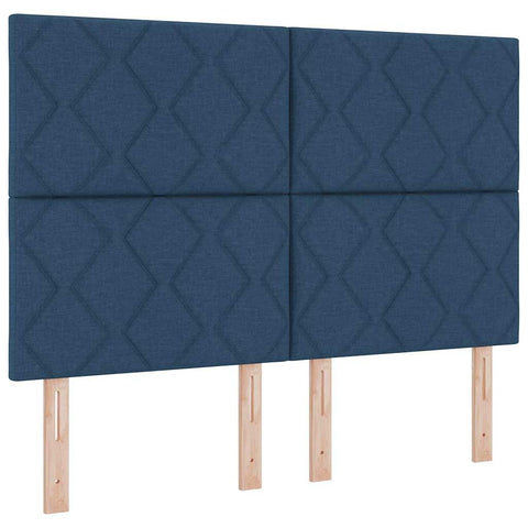 vidaXL Box Spring Bed with Headboard Blue 160 x 200 cm Fabric