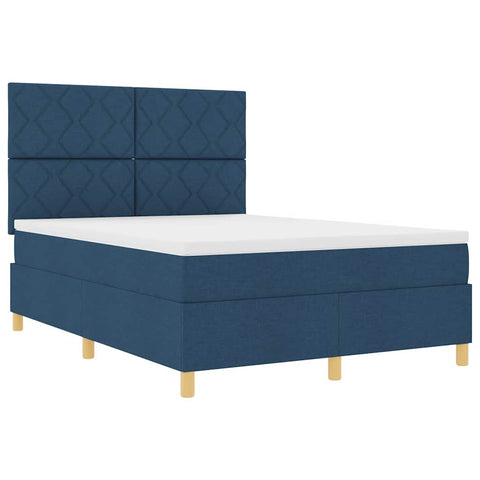 vidaXL Box Spring Bed with Headboard Blue 160 x 200 cm Fabric