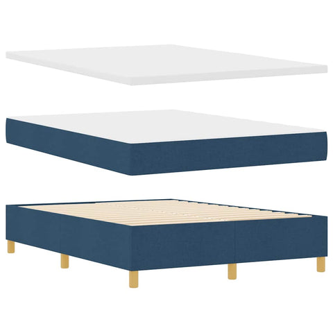 vidaXL Box Spring Bed with Headboard Blue 160 x 200 cm Fabric