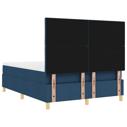 vidaXL Box Spring Bed with Headboard Blue 160 x 200 cm Fabric
