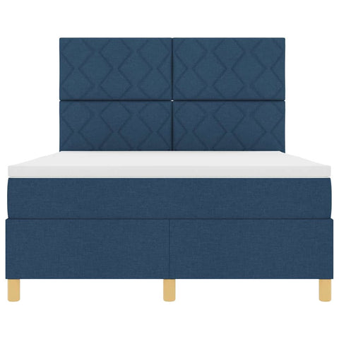 vidaXL Box Spring Bed with Headboard Blue 160 x 200 cm Fabric