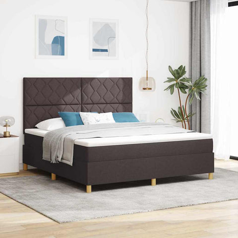 vidaXL Box Spring Bed with Headboard Dark brown 180 x 200 cm Fabric