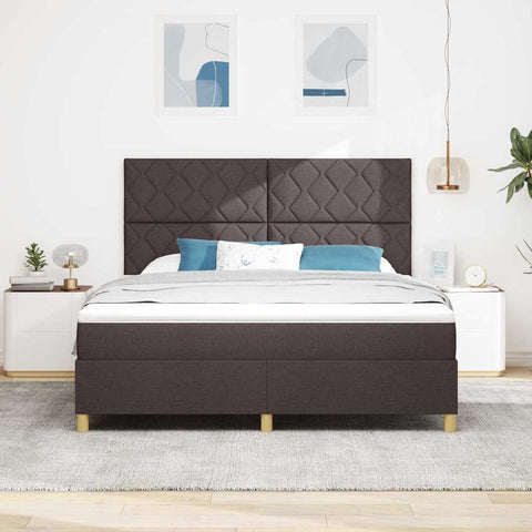 vidaXL Box Spring Bed with Headboard Dark brown 180 x 200 cm Fabric