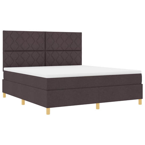 vidaXL Box Spring Bed with Headboard Dark brown 180 x 200 cm Fabric