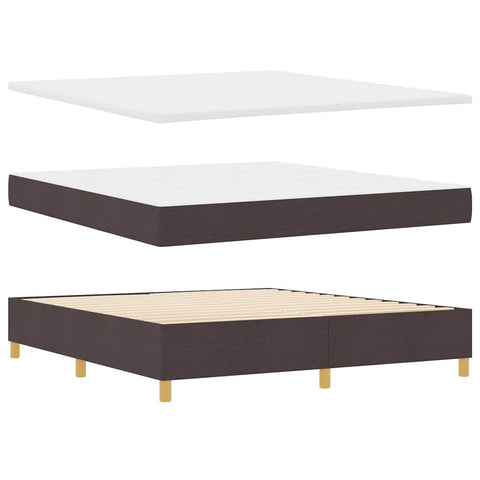 vidaXL Box Spring Bed with Headboard Dark brown 180 x 200 cm Fabric