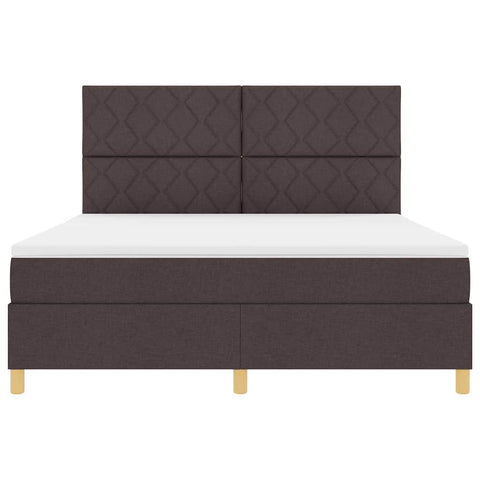 vidaXL Box Spring Bed with Headboard Dark brown 180 x 200 cm Fabric