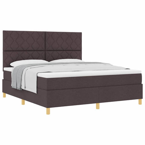 vidaXL Box Spring Bed with Headboard Dark brown 180 x 200 cm Fabric