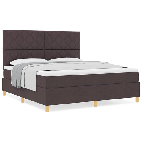 vidaXL Box Spring Bed with Headboard Dark brown 180 x 200 cm Fabric