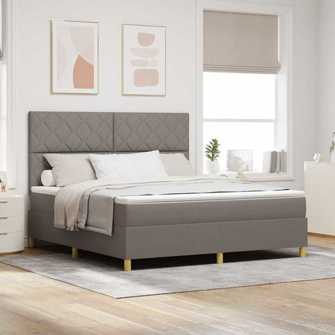 vidaXL Box Spring Bed with Headboard Taupe 180 x 200 cm Fabric