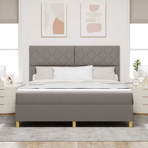 vidaXL Box Spring Bed with Headboard Taupe 180 x 200 cm Fabric