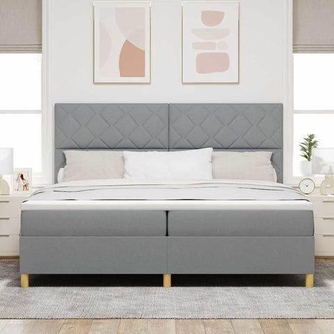 vidaXL Box Spring Bed with Headboard Light grey 200 x 200 cm Fabric
