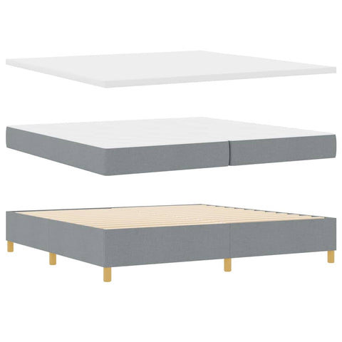 vidaXL Box Spring Bed with Headboard Light grey 200 x 200 cm Fabric