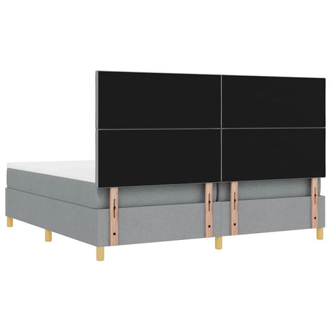 vidaXL Box Spring Bed with Headboard Light grey 200 x 200 cm Fabric