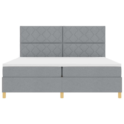 vidaXL Box Spring Bed with Headboard Light grey 200 x 200 cm Fabric