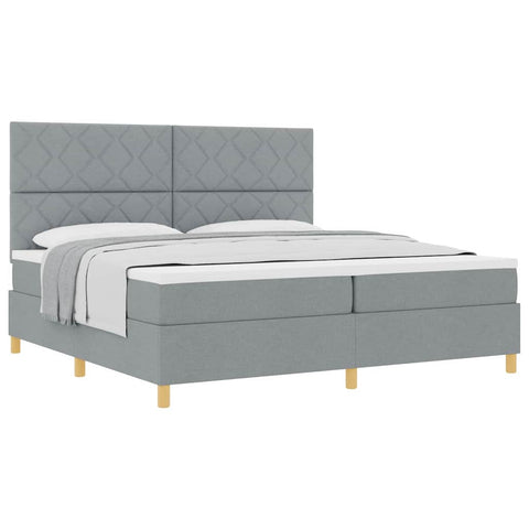 vidaXL Box Spring Bed with Headboard Light grey 200 x 200 cm Fabric
