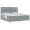 vidaXL Box Spring Bed with Headboard Light grey 200 x 200 cm Fabric