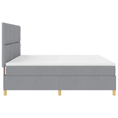 vidaXL Box Spring Bed with Headboard Light grey 200 x 200 cm Fabric