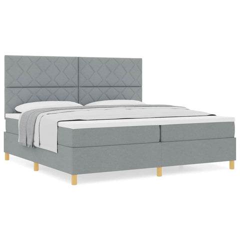 vidaXL Box Spring Bed with Headboard Light grey 200 x 200 cm Fabric