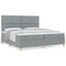 vidaXL Box Spring Bed with Headboard Light grey 200 x 200 cm Fabric