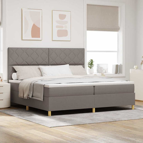 vidaXL Box Spring Bed with Headboard Taupe 200 x 200 cm Fabric