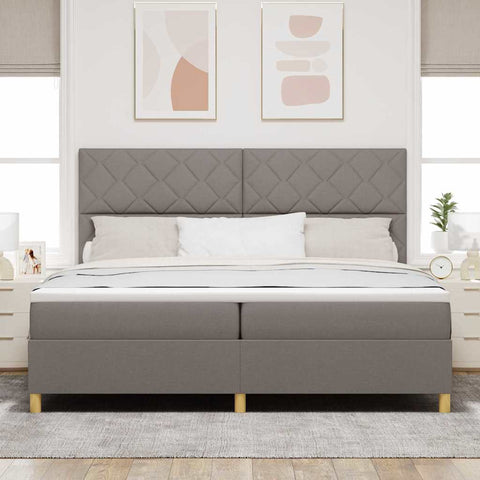 vidaXL Box Spring Bed with Headboard Taupe 200 x 200 cm Fabric