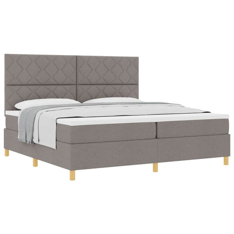 vidaXL Box Spring Bed with Headboard Taupe 200 x 200 cm Fabric