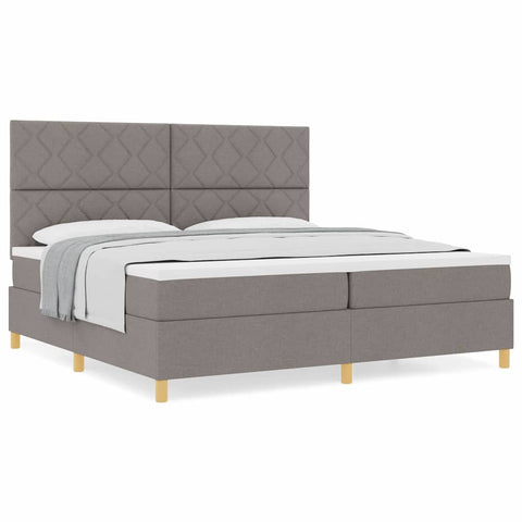 vidaXL Box Spring Bed with Headboard Taupe 200 x 200 cm Fabric