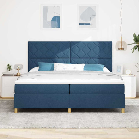 vidaXL Box Spring Bed with Headboard Blue 200 x 200 cm Fabric