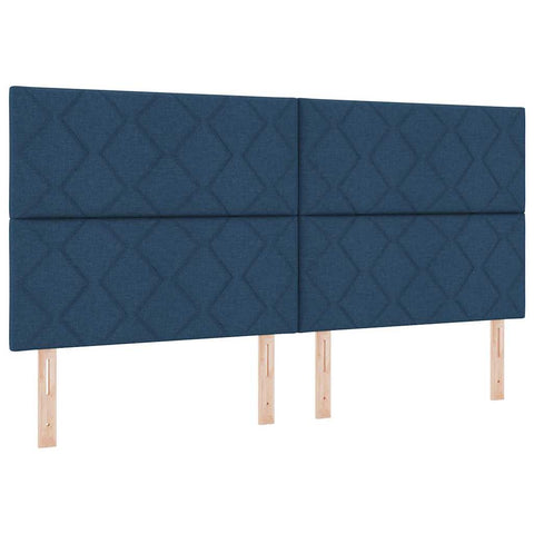 vidaXL Box Spring Bed with Headboard Blue 200 x 200 cm Fabric