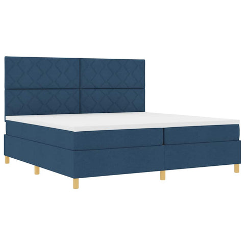 vidaXL Box Spring Bed with Headboard Blue 200 x 200 cm Fabric