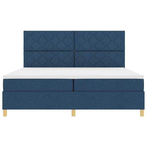 vidaXL Box Spring Bed with Headboard Blue 200 x 200 cm Fabric