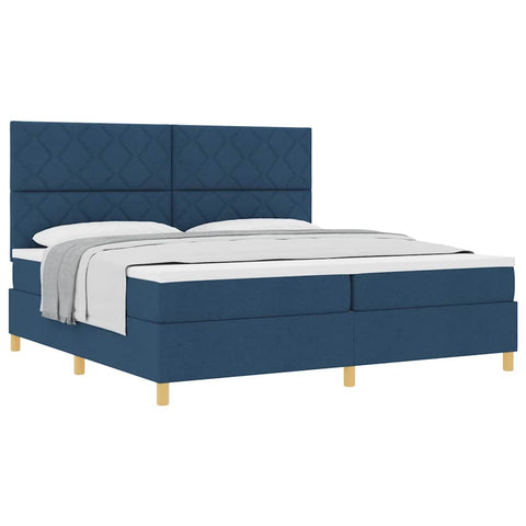 vidaXL Box Spring Bed with Headboard Blue 200 x 200 cm Fabric