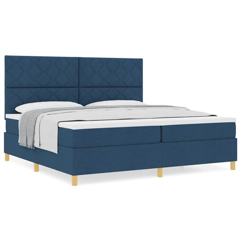 vidaXL Box Spring Bed with Headboard Blue 200 x 200 cm Fabric